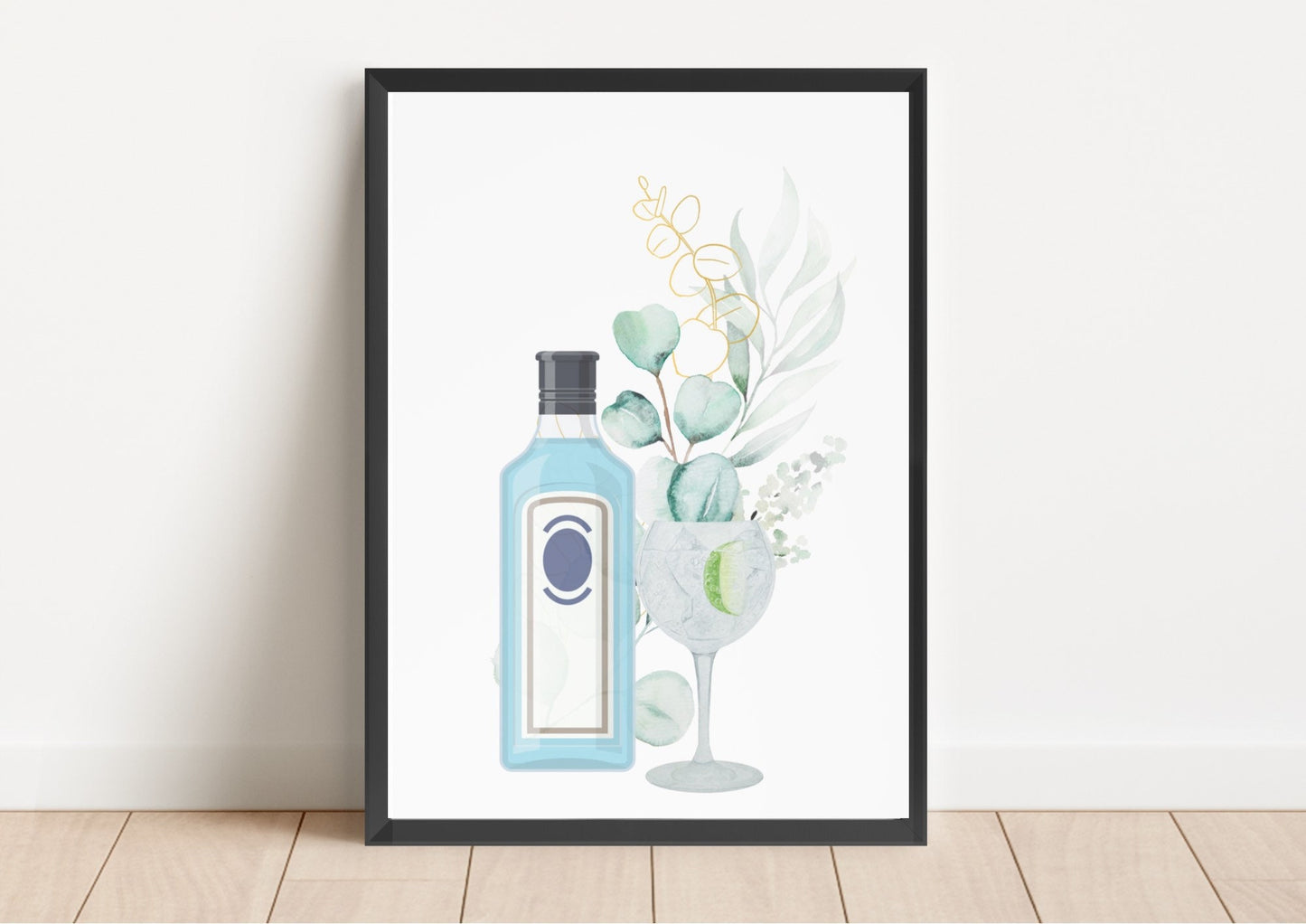 Botanical Alcohol Prints: Whisky, Gin, Prosecco Watercolor Art Set