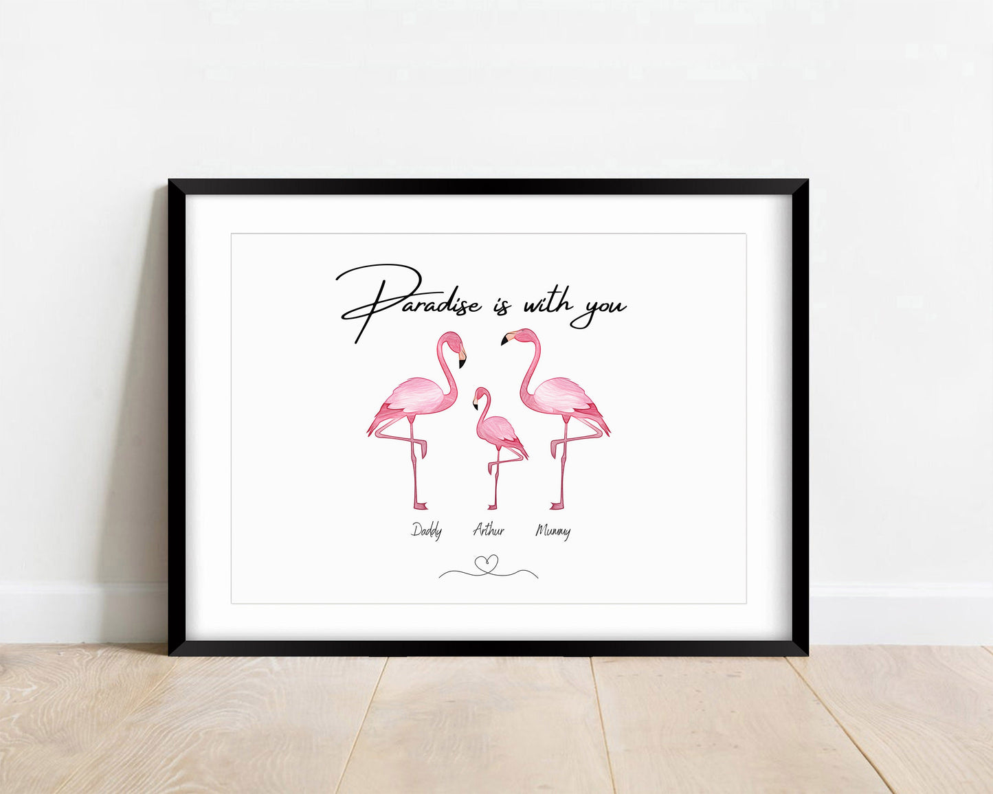 Personalized Family Flamingo Print: Watercolor New Home Decor