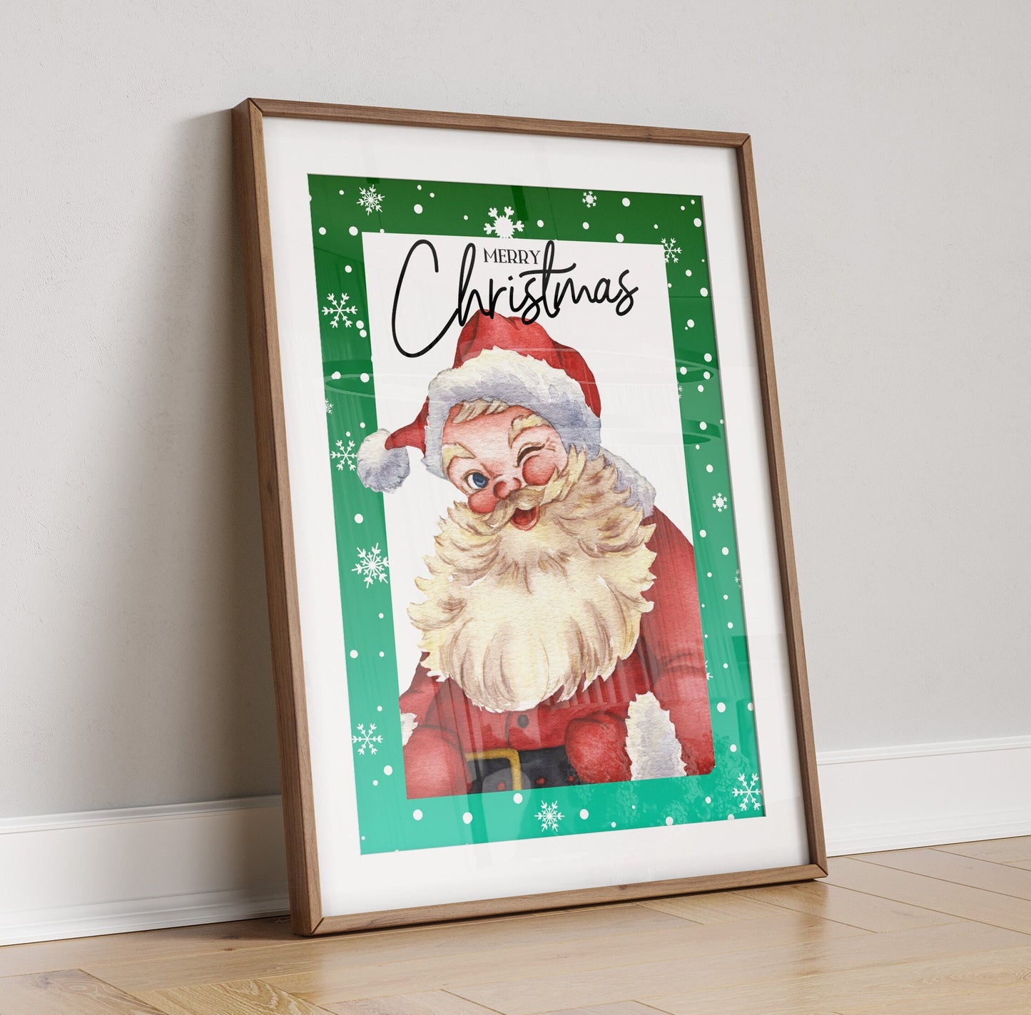 Christmas Santa Poster, Santa Print, Xmas Wall Art, Festive Decor, Christmas Decoration Print, Frameless Watercolour Print, Santa Decor