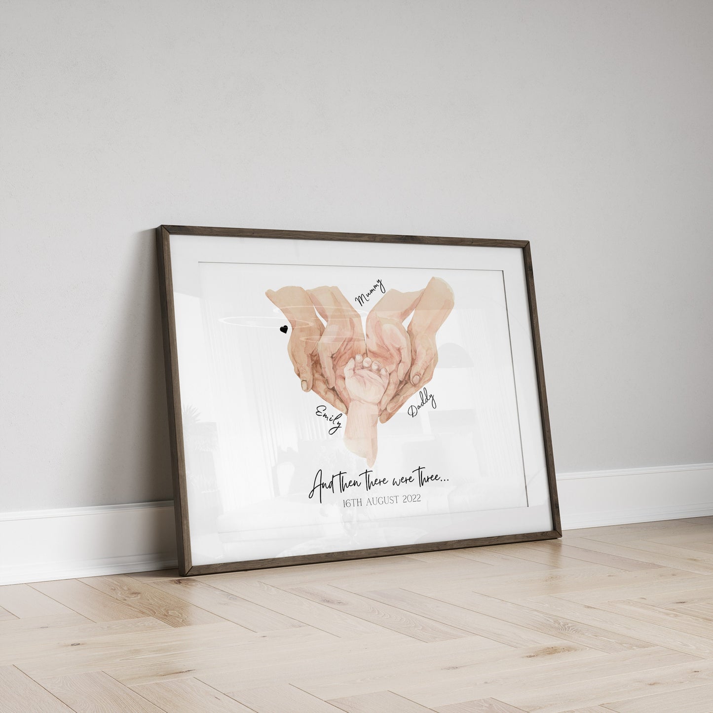 Personalised Family Hands Gift, Family Portrait Gift Print, Couple Baby Print, New Parents Wall Art, Newborn Baby Shower, Fathers Day Gift