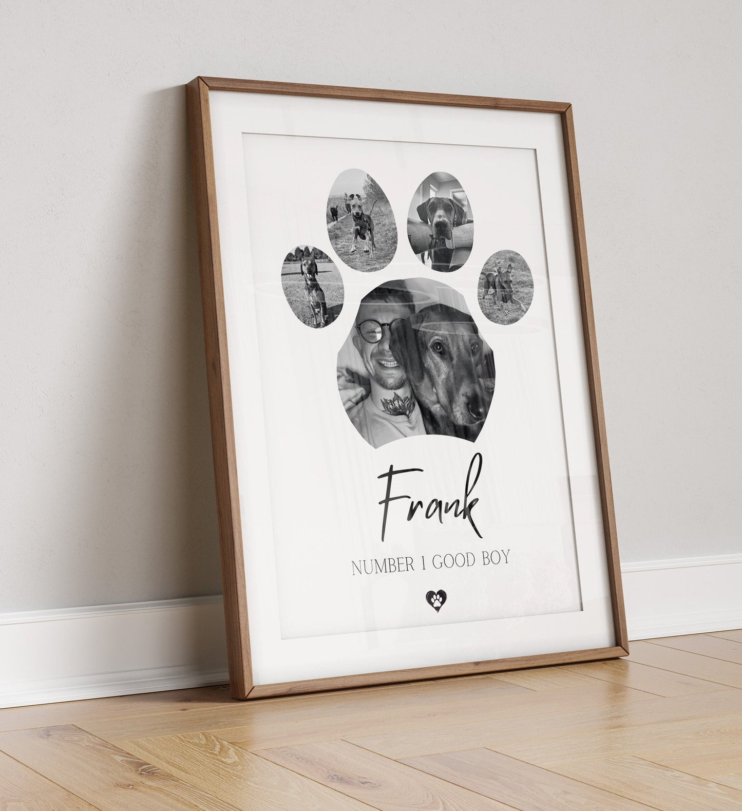 Custom Dog Paw Photo Print: Personalised Pet Memorial Poster