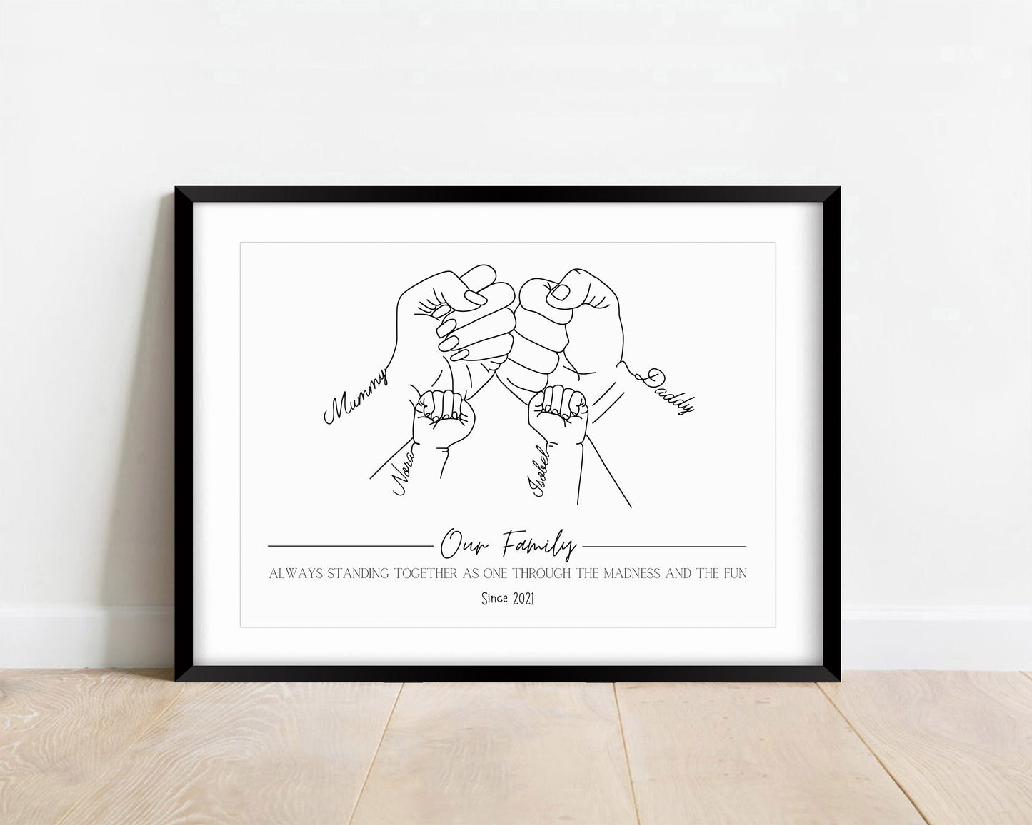 Personalised Family Fist Bump Print: Minimalist Line Art