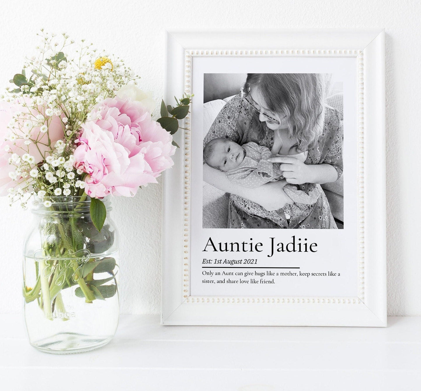 Personalised Auntie Gift Print, Photo Gift from Nephew Niece, Aunty Birthday Gift, Mothers Day Gift, Sister Birthday Gift from Child for Her