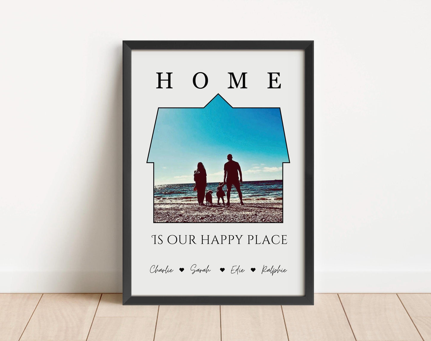 Personalised Family Photo House Print, Home Is Our Happy Place