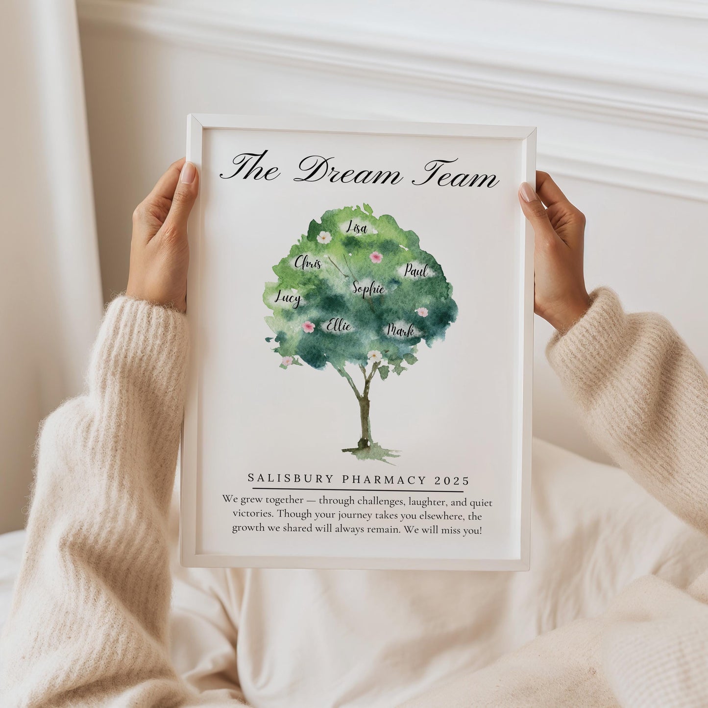 Personalized Watercolour Dream Team Print: Retirement Gift, Colleague Farewell