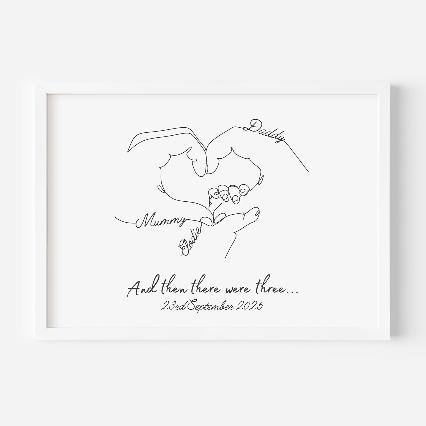 Personalised Family Hands Gift, Friends baby gift, Newborn Hands Print, Mummy Daddy Birthday, Unique Gift for New Parents, Baby Shower Print