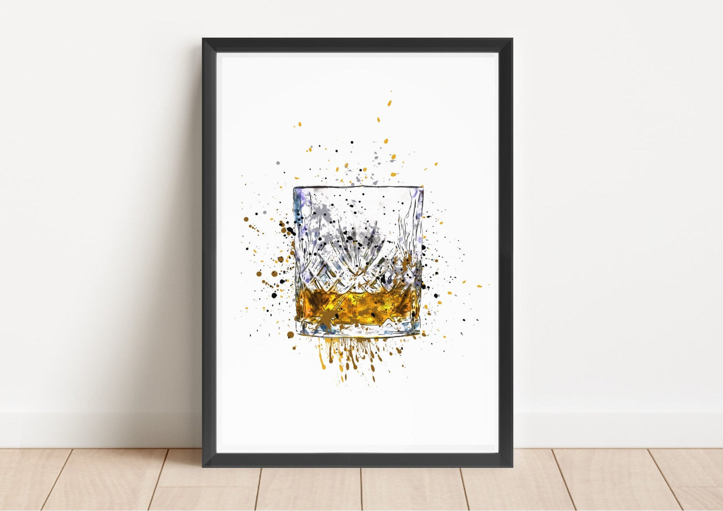 Personalized Home Bar Art Prints: Whiskey & Cocktails Watercolor Set