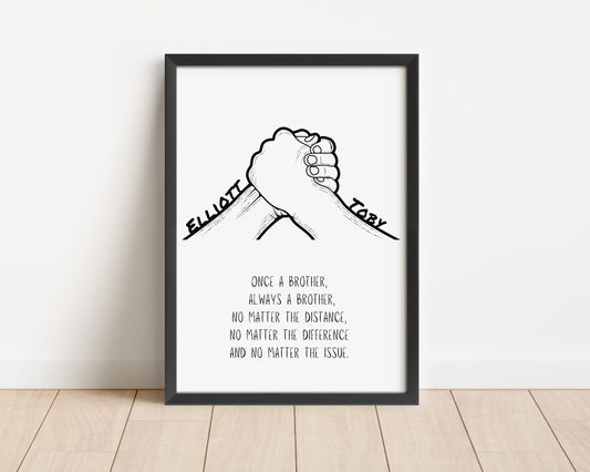 Personalized Brother Print: Sibling Names & Quote (A4/A5)