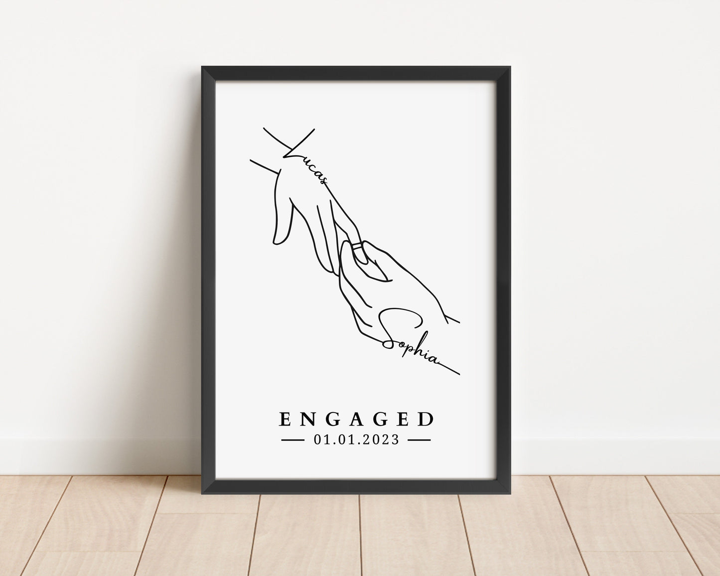 Personalised Engagement Hands Print, Gift for Engaged Couple, Anniversary Keepsake Present FiancÃ©, Custom Engagement Party Gift