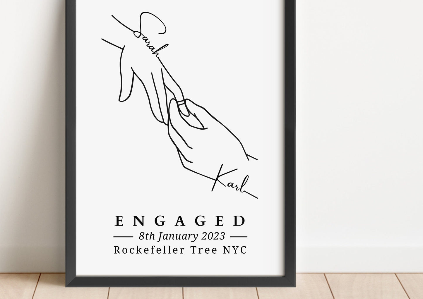 Personalised Engagement Hands Print, Gift for Engaged Couple, Anniversary Keepsake Present FiancÃ©, Custom Engagement Party Gift