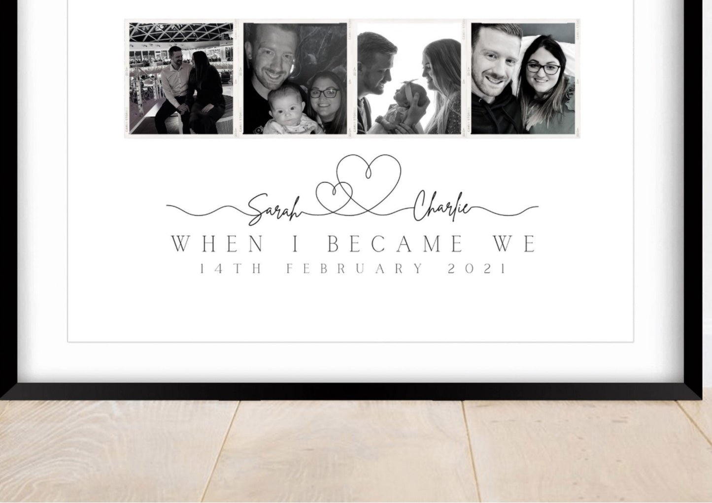 Personalised Couple Photo Collage Print, Custom Wedding Gift, Husband Wife Gift Framed, Paper Anniversary, Valentine's Day Keepsake for Her
