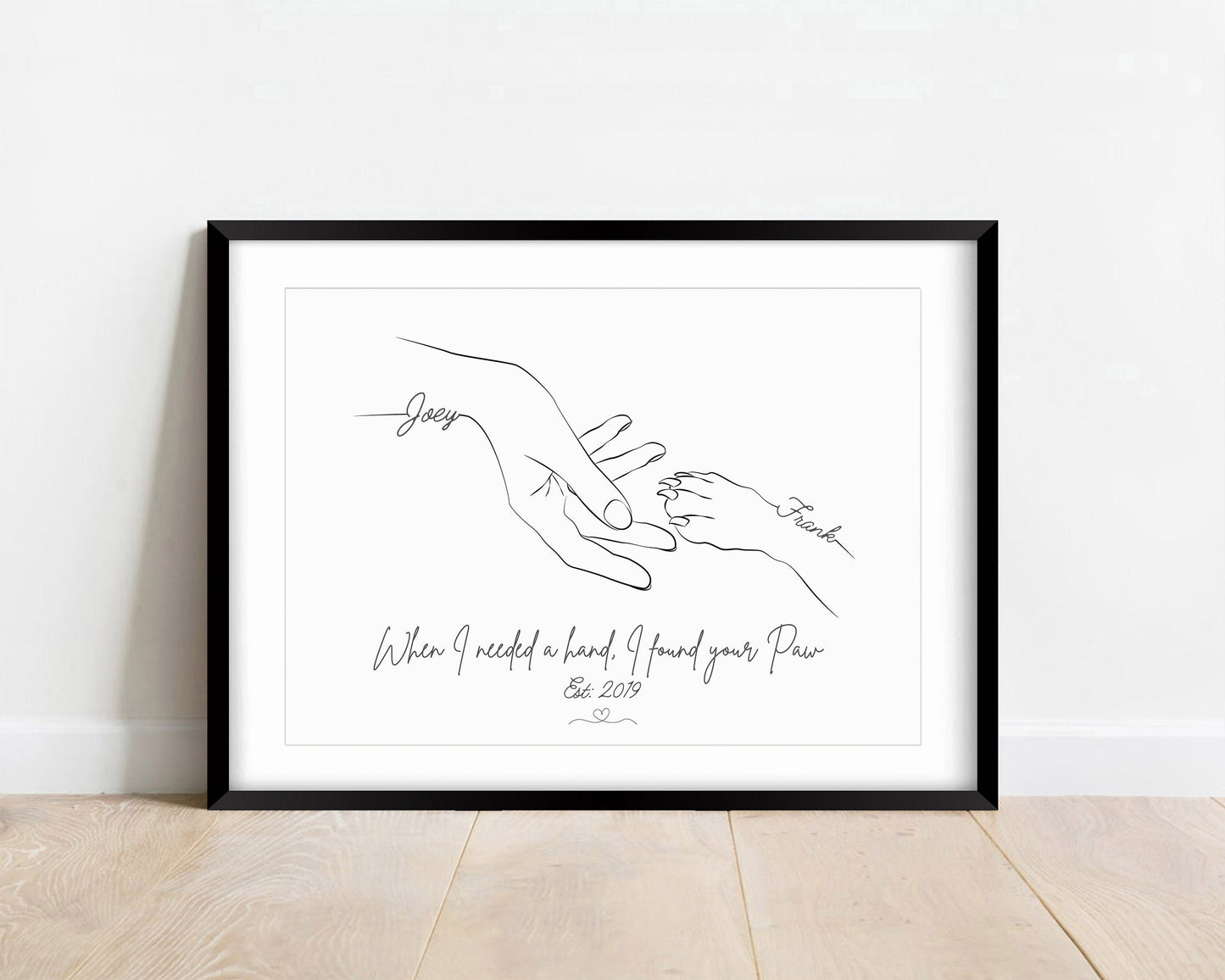 Custom Pet and Owner Paw Print - Minimalist Keepsake Art