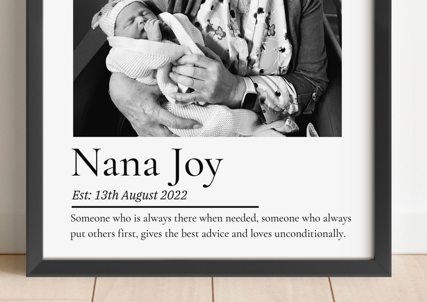 Personalised Nana Photo Print, Nanny Gift from Grandchild, Nanna Quote from Grandchildren, Nana Birthday Wall Art Framed, Mothers Day Gift