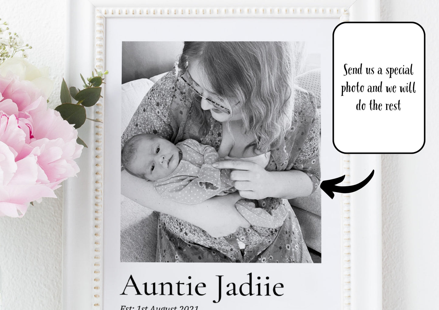 Personalsied Auntie Photo Gift Print, Birthday Christmas Present for Aunty
