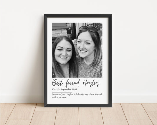 Custom Best Friend Photo Gift, Personalised Friendship Picture Frame, Bestie Birthday Present, Gift for Her, BFF Wall Art, Friend Keepsake