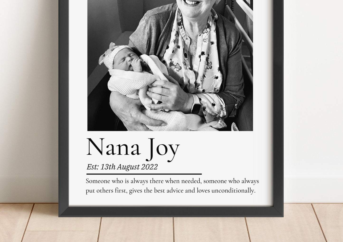 Personalised Nana Photo Print, Nanny Gift from Grandchild, Nanna Quote from Grandchildren, Nana Birthday Wall Art Framed, Mothers Day Gift
