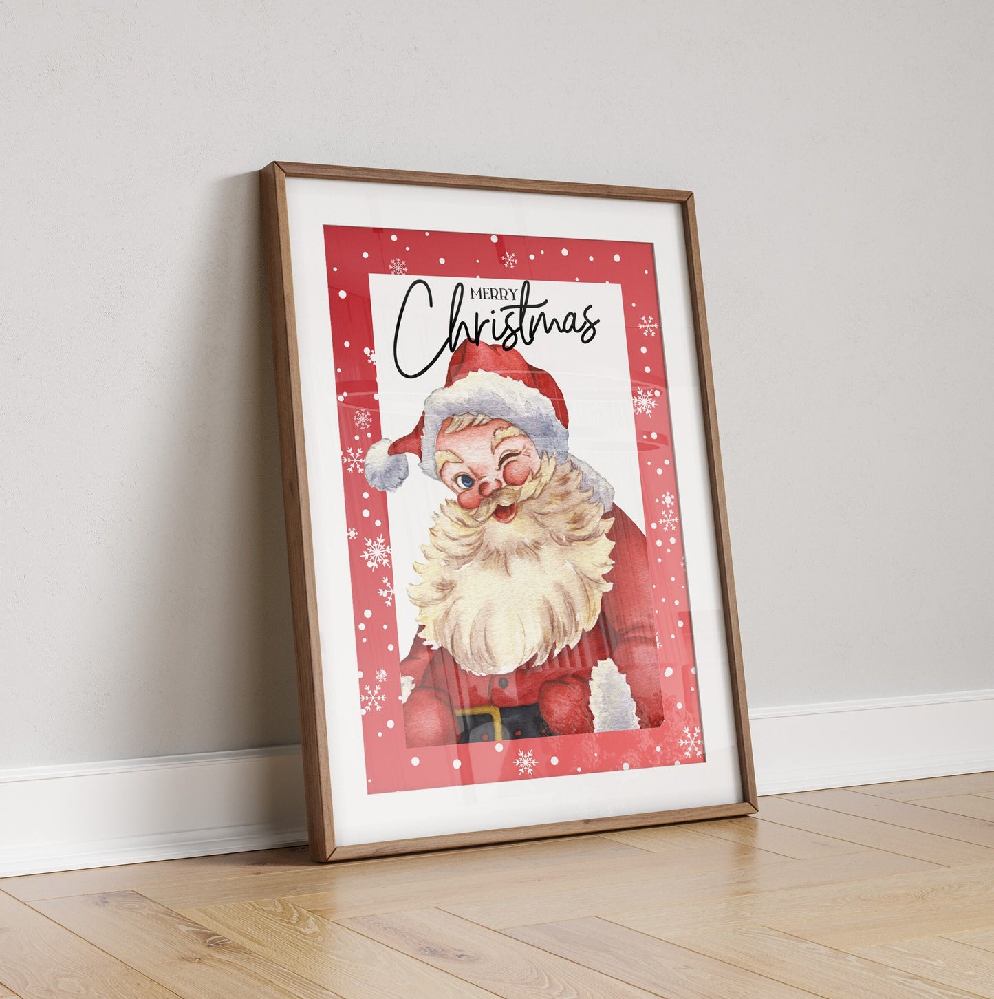Christmas Santa Poster, Santa Print, Xmas Wall Art, Festive Decor, Christmas Decoration Print, Frameless Watercolour Print, Santa Decor