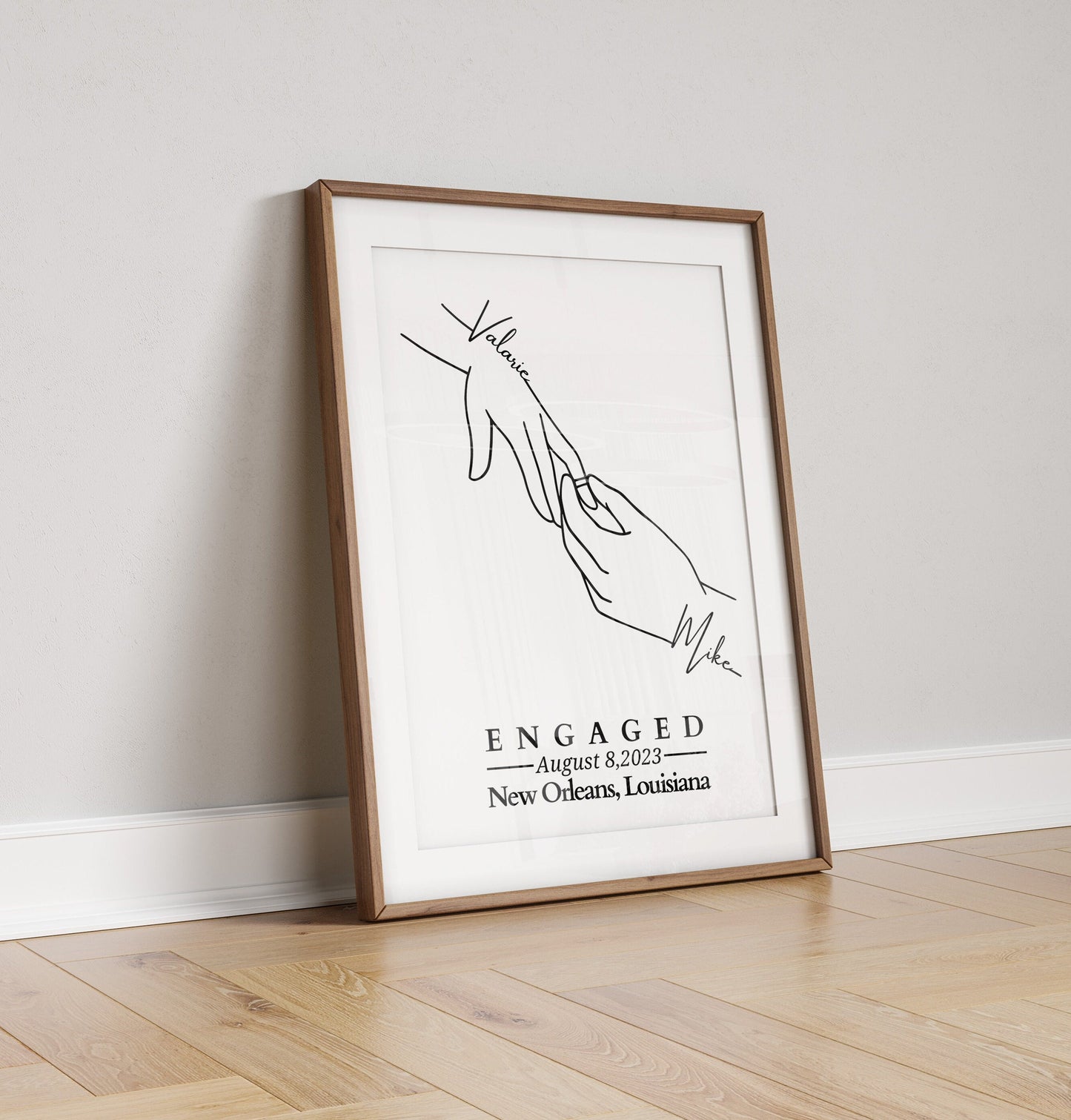 Personalised Engagement Hands Print, Gift for Engaged Couple, Anniversary Keepsake Present Fiancé, Custom Engagement Present for Friend