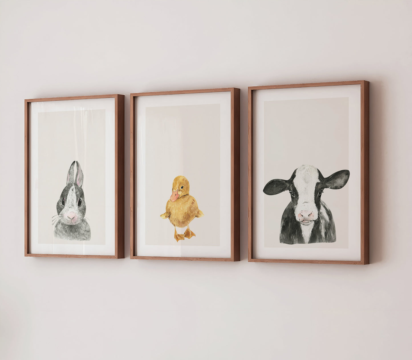 Watercolor Farm Animal Print: Baby Nursery Wall Decor (PDF)