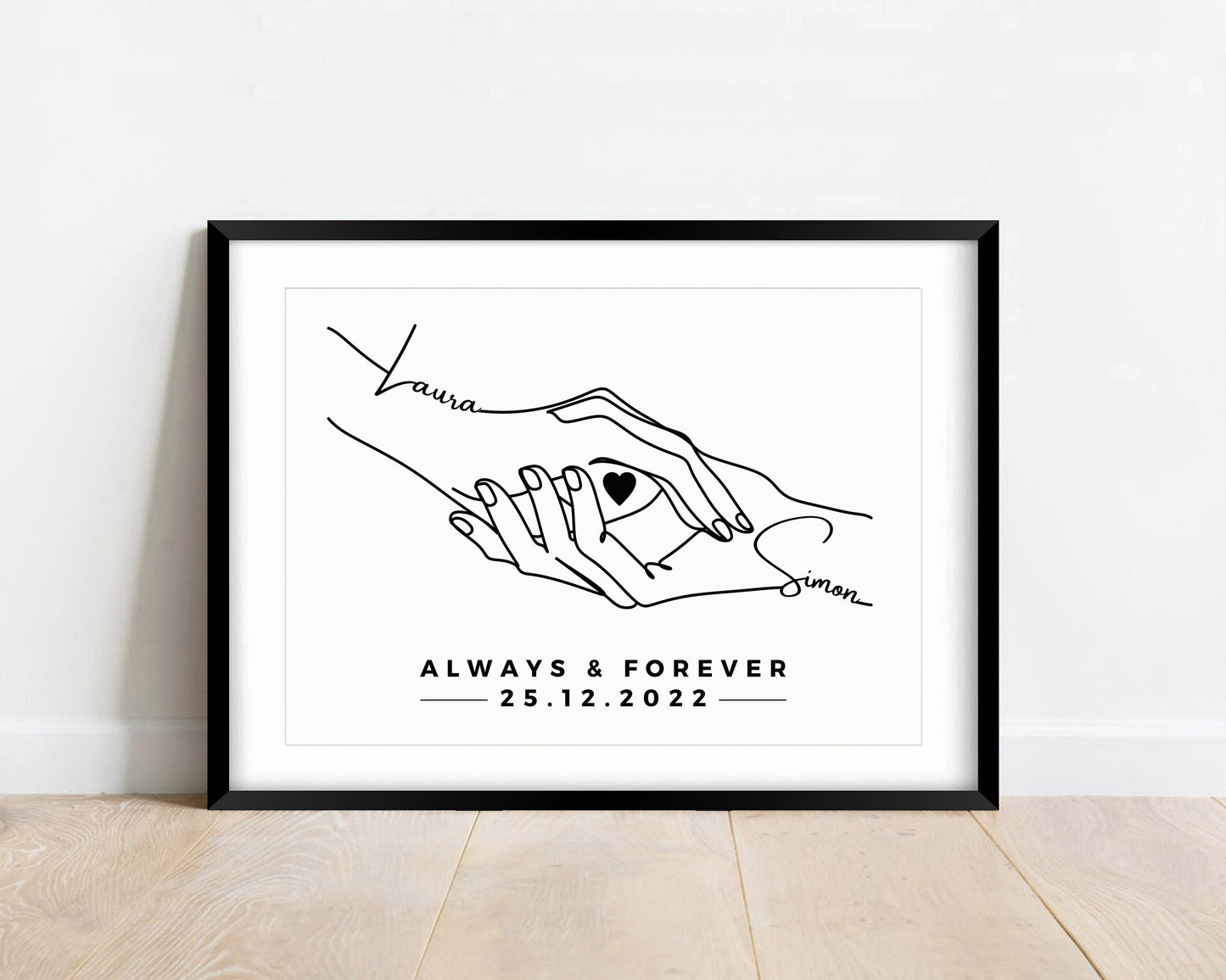 Personalised Anniversary Line Art Print,!Couple Names & Date