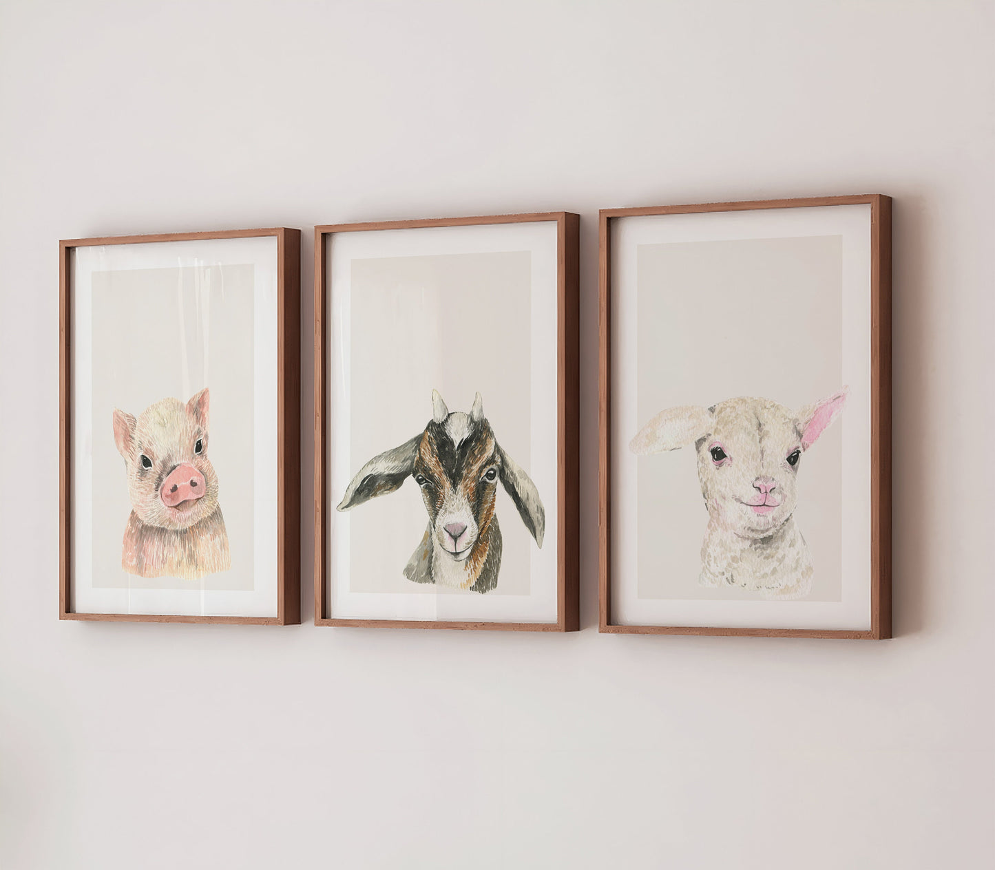 Watercolor Farm Animal Print: Baby Nursery Wall Decor (PDF)