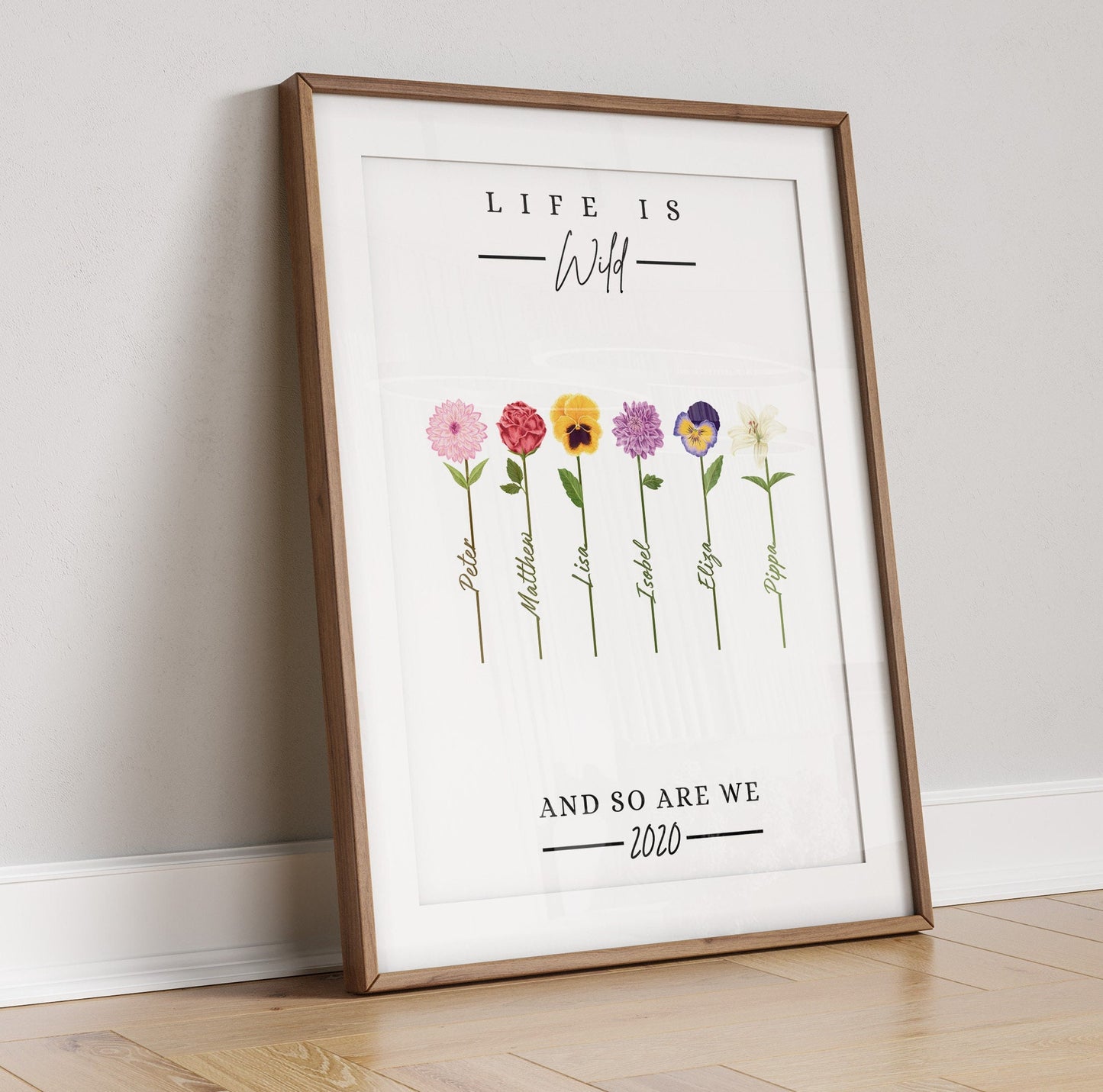 Custom Family Wildflower Print: Personalized Floral Gift