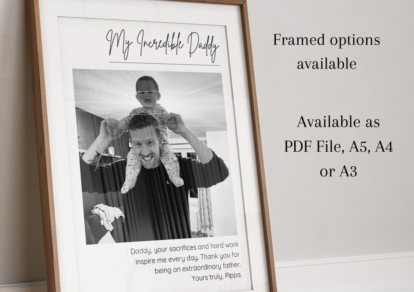 Incredible Dad Personalised Photo Gift, Custom Photo Frame for Daddy, Father's Day Gift, My Daddy Print, New Father Present, New Father Gift