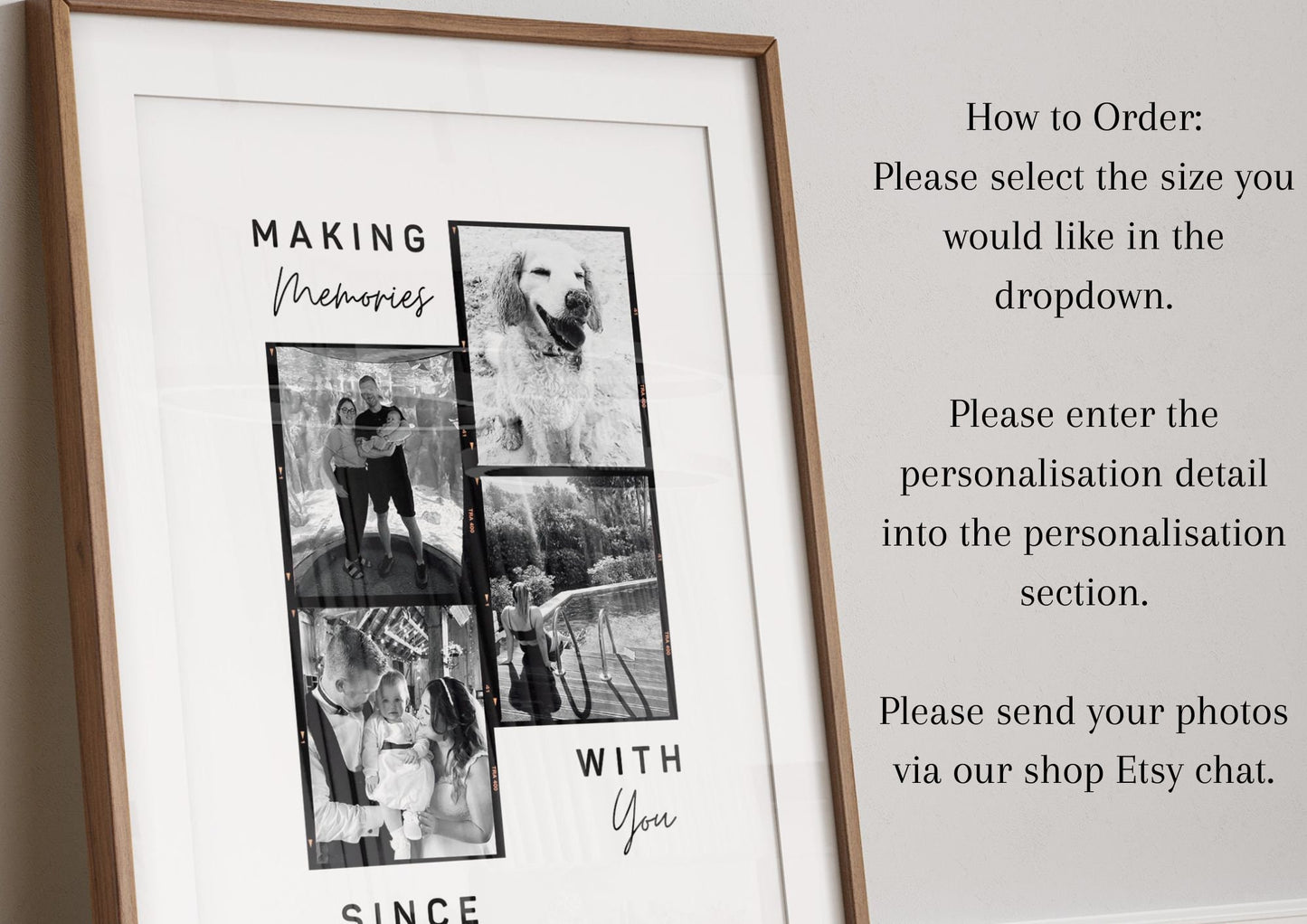 Personalised Family Memories Photo Gift, Fiance Partner Anniversary Gift, Photo Gift for Wife, Mothers Day Gift Her, Birthday Print Husband