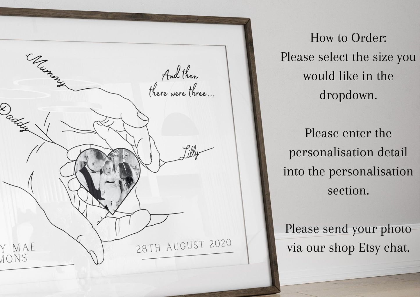 Personalised Newborn Baby Photo Print: Minimalist Line Art, New Family Gift, Baby Scan Picture