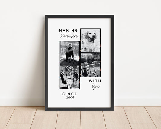 Personalised Family Memories Photo Gift, Fiance Partner Anniversary Gift, Photo Gift for Wife, Mothers Day Gift Her, Birthday Print Husband