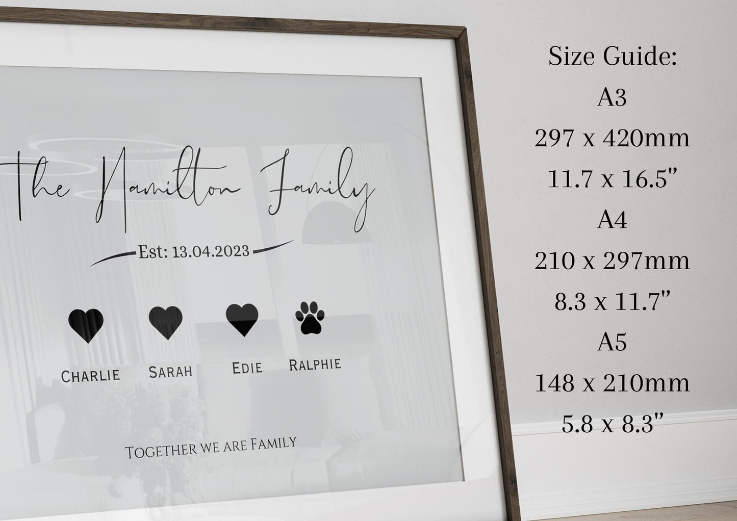 Custom Family Name Print: Personalized Pet & Date Wall Art