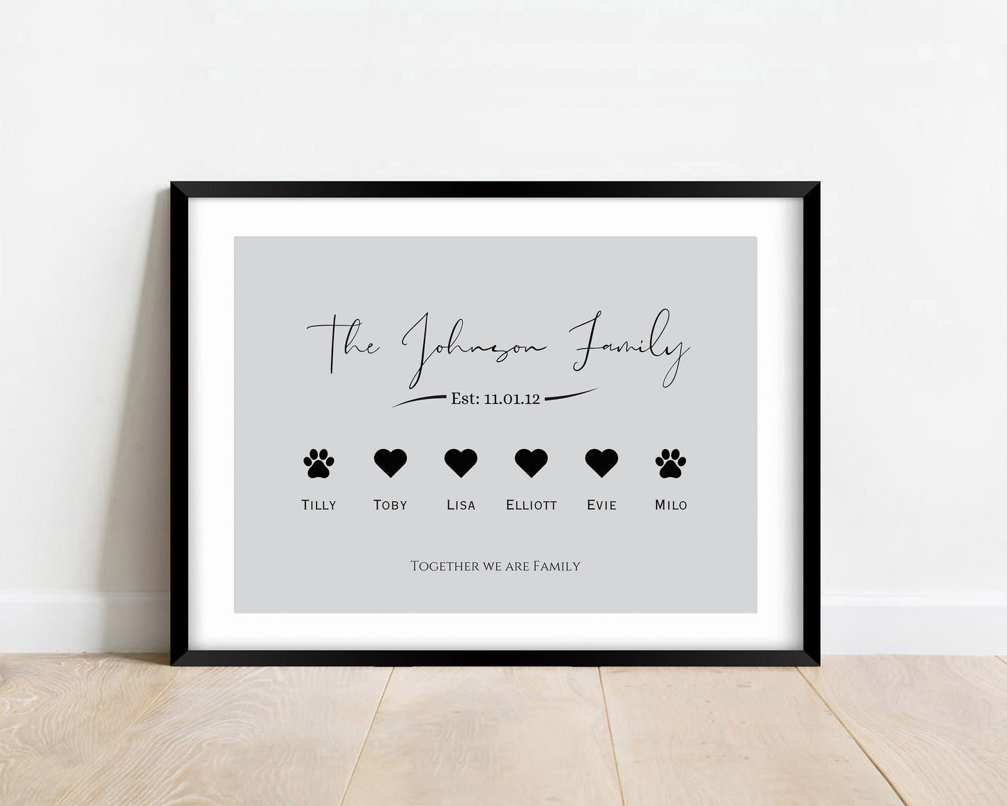Custom Family Name Print: Personalized Pet & Date Wall Art