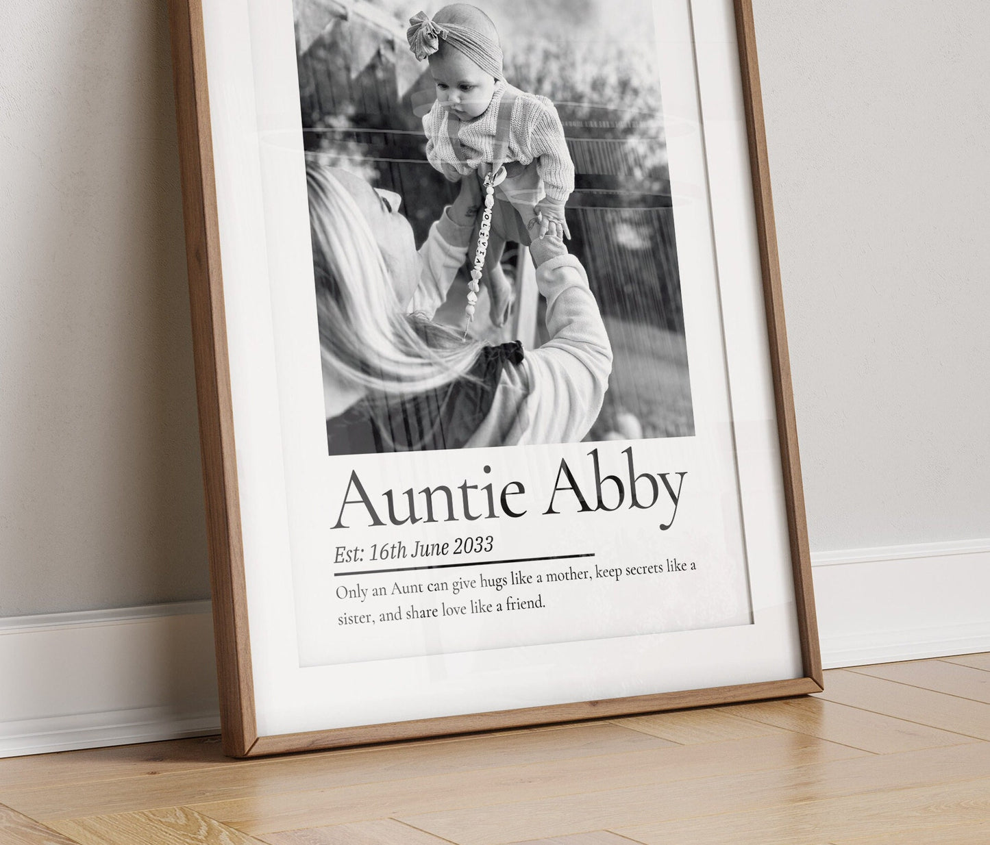 Personalsied Auntie Photo Gift Print, Birthday Christmas Present for Aunty