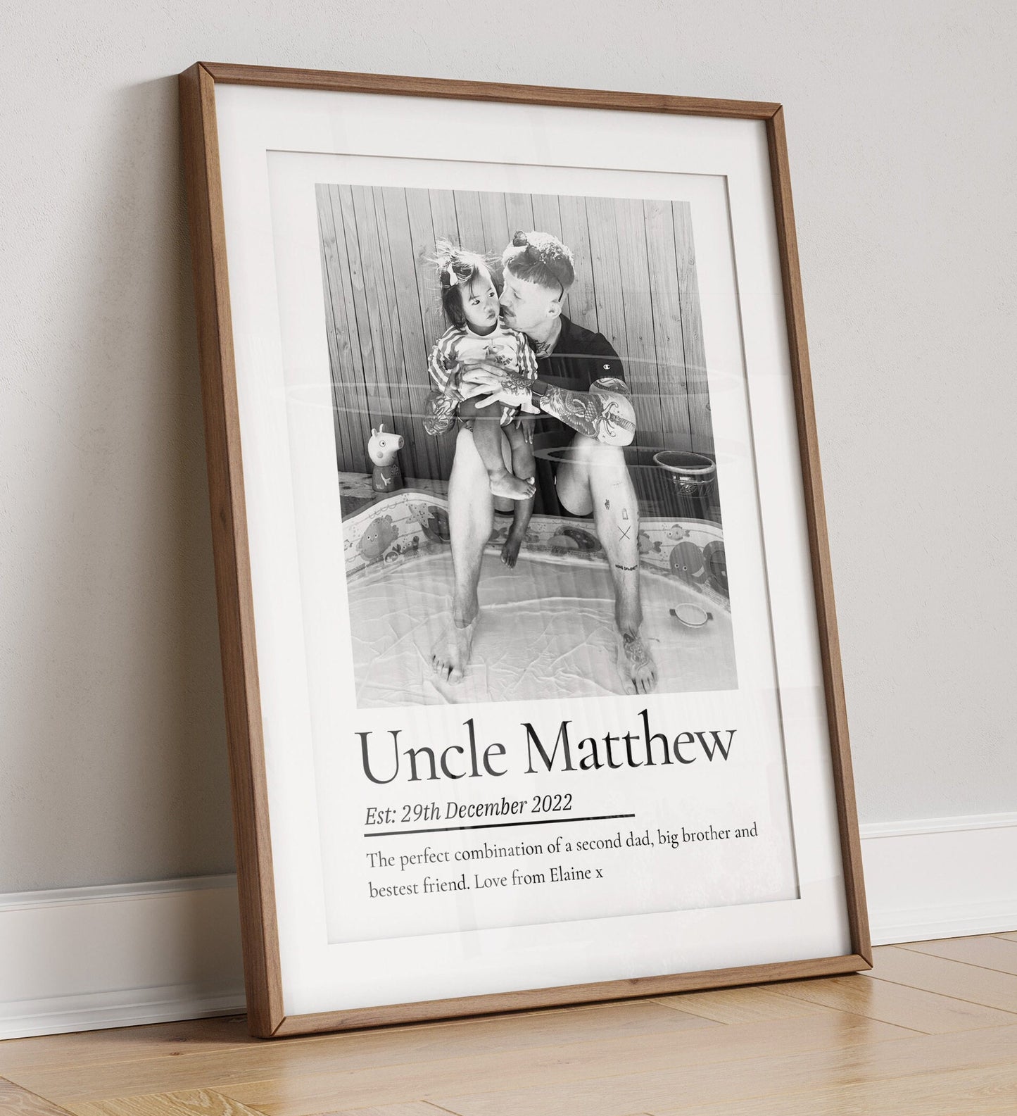 Personalised Uncle Print, Thank You Gift from Nephew Niece, Uncle Birthday Framed Wall Art, Photo Present for Brother, Father's Day Gift Art