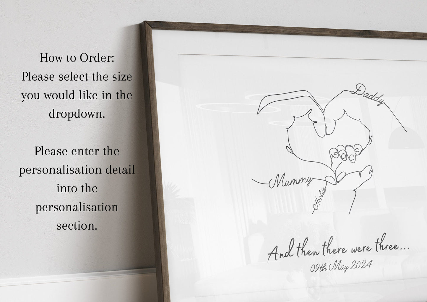 Personalised Family Hands Gift, Friends baby gift, Newborn Hands Print, Mummy Daddy Birthday, Unique Gift for New Parents, Baby Shower Print