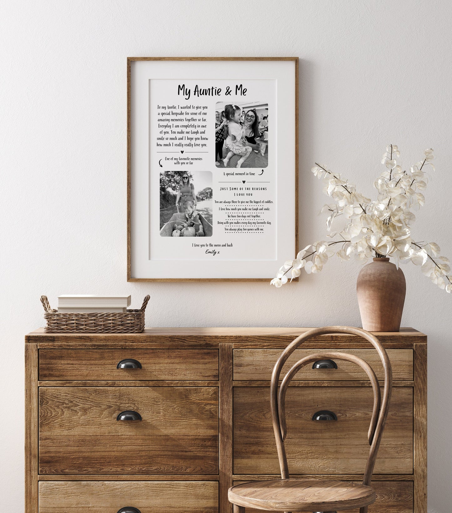 Custom Auntie Photo Gift Print: Reasons I Love You