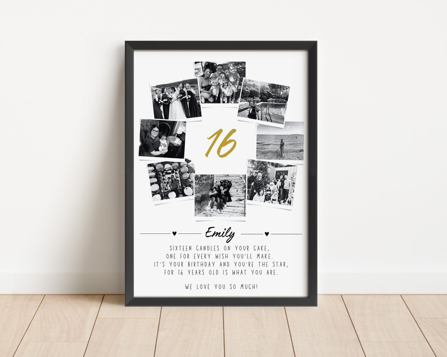 Personalised 16th Birthday Photo Collage, 16th Birthday Gift, 16th Birthday Wall Art, Polaroid Photo Decor, Sweet Sixteen Gift for Daughter