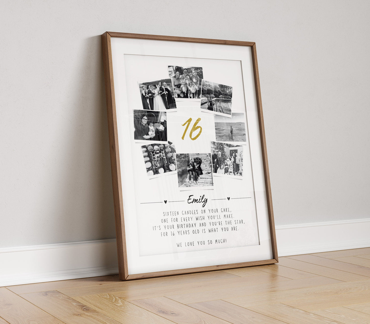 Personalised 16th Birthday Photo Collage, 16th Birthday Gift, 16th Birthday Wall Art, Polaroid Photo Decor, Sweet Sixteen Gift for Daughter