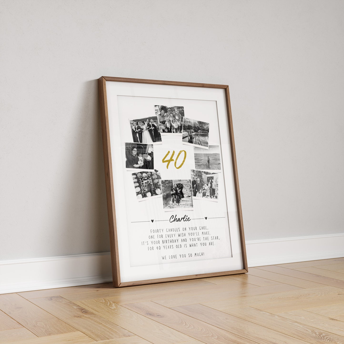 Personalized 40th Birthday Photo Collage Print: Milestone Celebration Wall Art