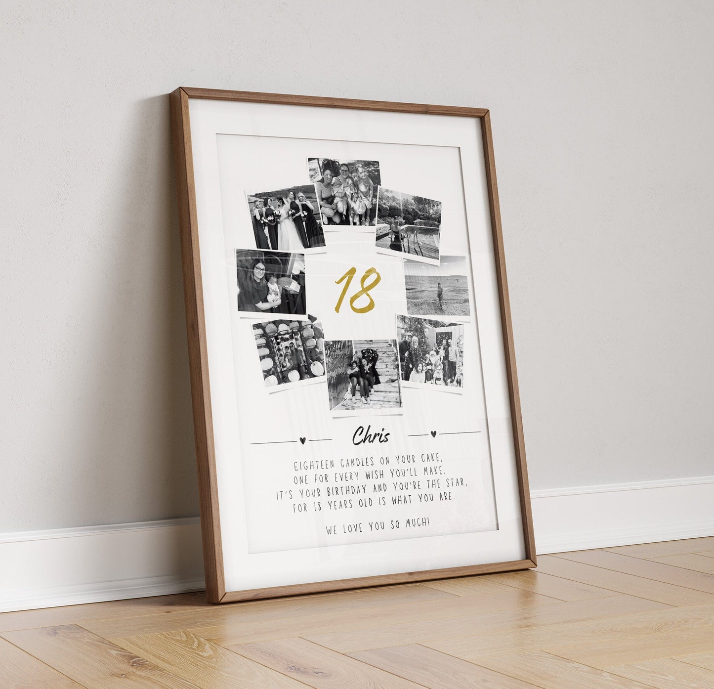 Personalised 18th Birthday Gift, Custom 18th Birthday Collage Gift, 18th Keepsake Print, Polaroid Photo Style Photo Poster, Milestone Art