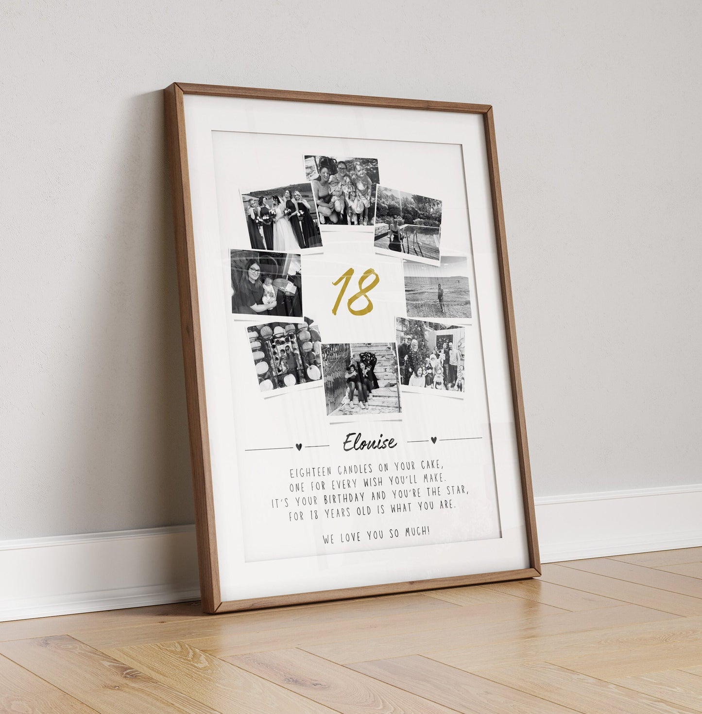 Personalised 18th Birthday Gift, Custom 18th Birthday Collage Gift, 18th Keepsake Print, Polaroid Photo Style Photo Poster, Milestone Art