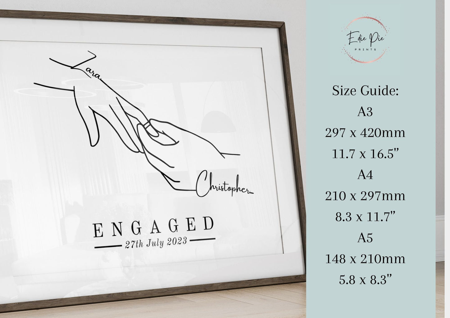 Personalized Engagement Hands Print: Custom Couple Gift