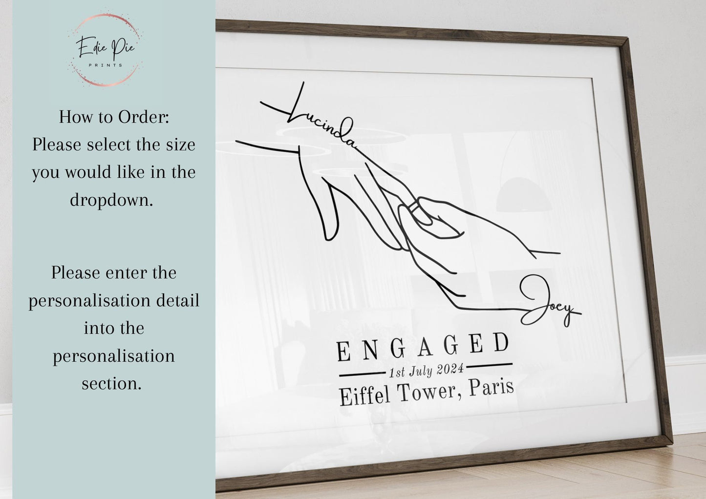 Personalized Engagement Hands Print: Custom Couple Gift