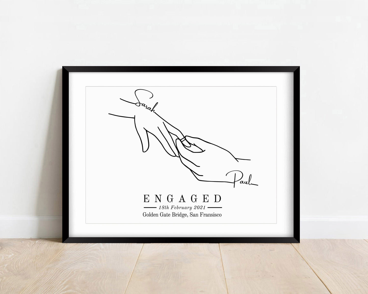 Personalized Engagement Hands Print: Custom Couple Gift