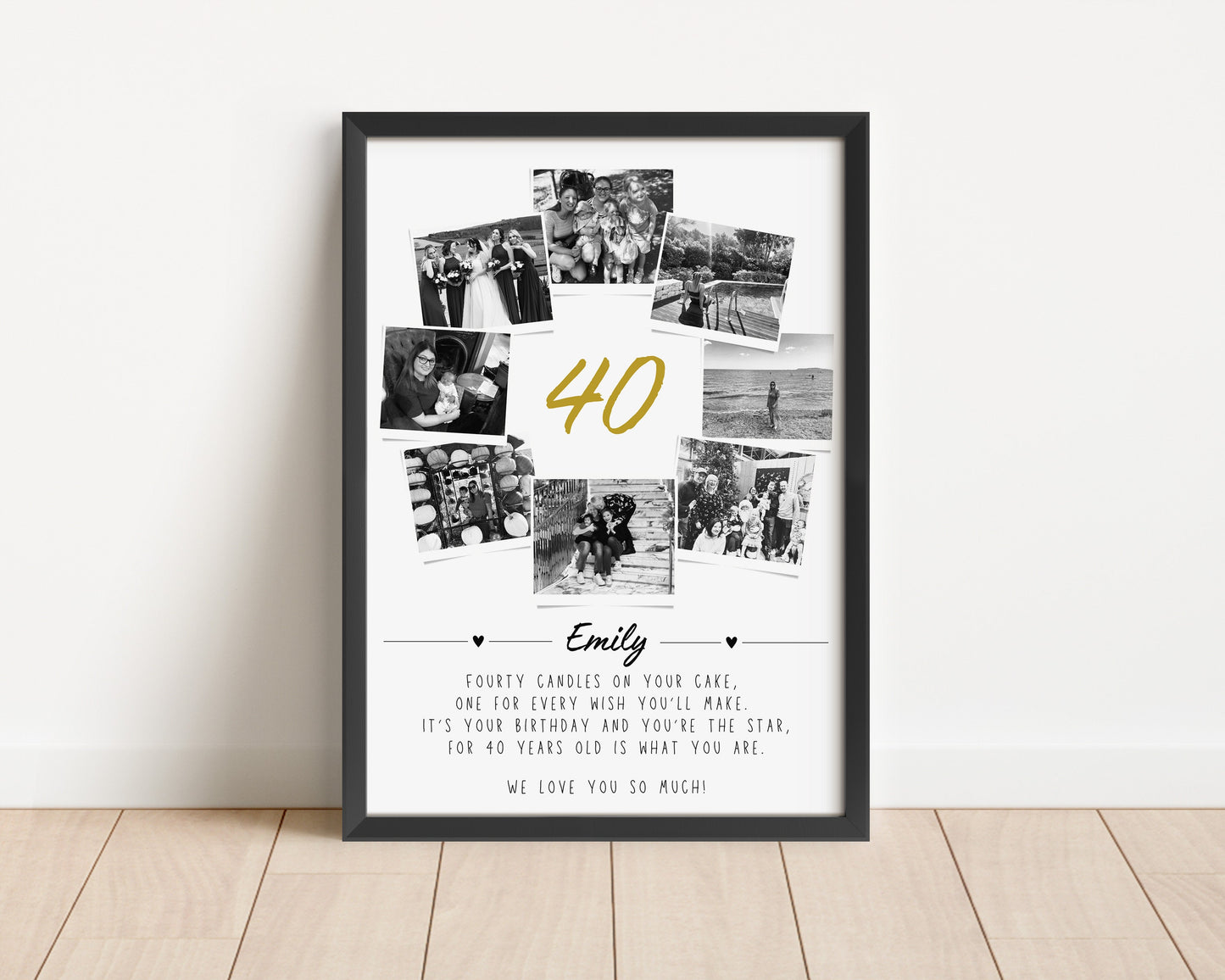 Personalized 40th Birthday Photo Collage Print: Milestone Celebration Wall Art