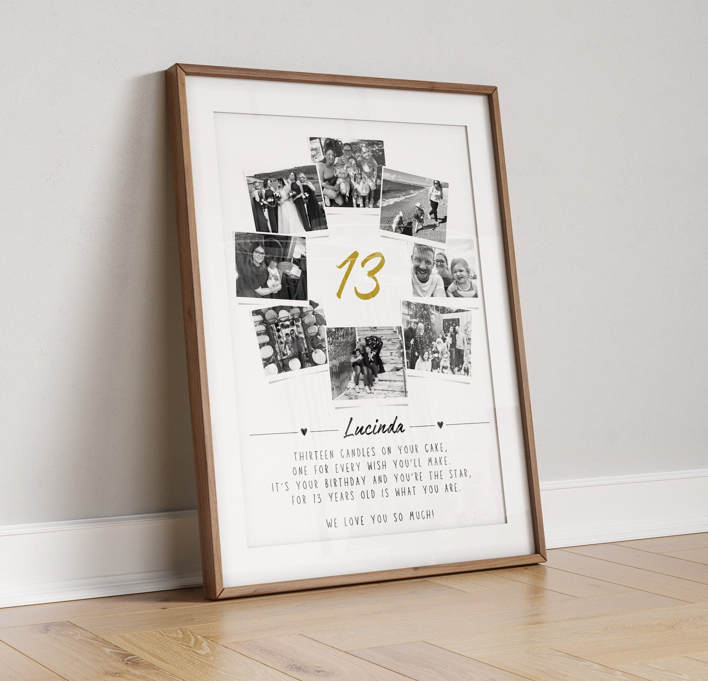 Personalised 13th Birthday Photo Collage, Son Daugher 13th Birthday Party Gift, 13th Birthday Wall Art, Polaroid Photo Decor, Thirteen Art