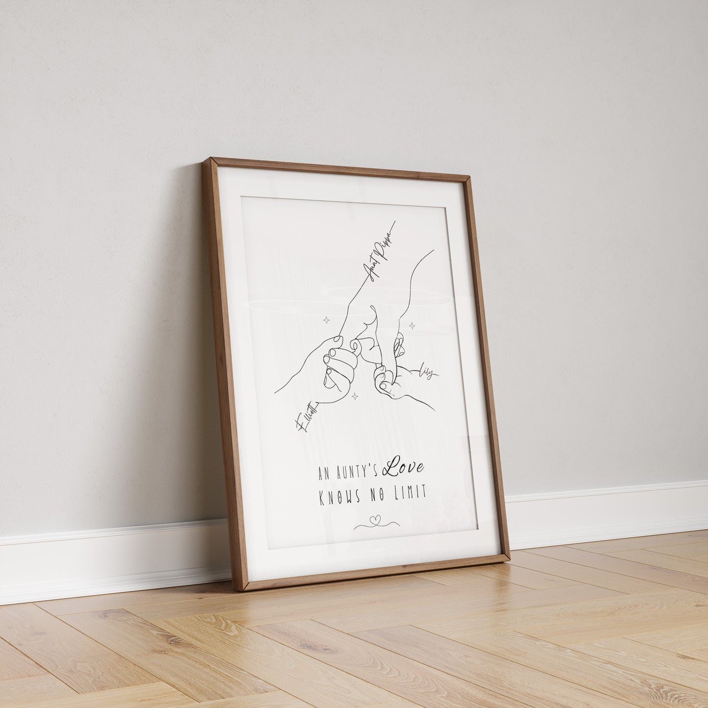 Personalised Aunt & Niece Line Art Print, Custom Hand Illustration