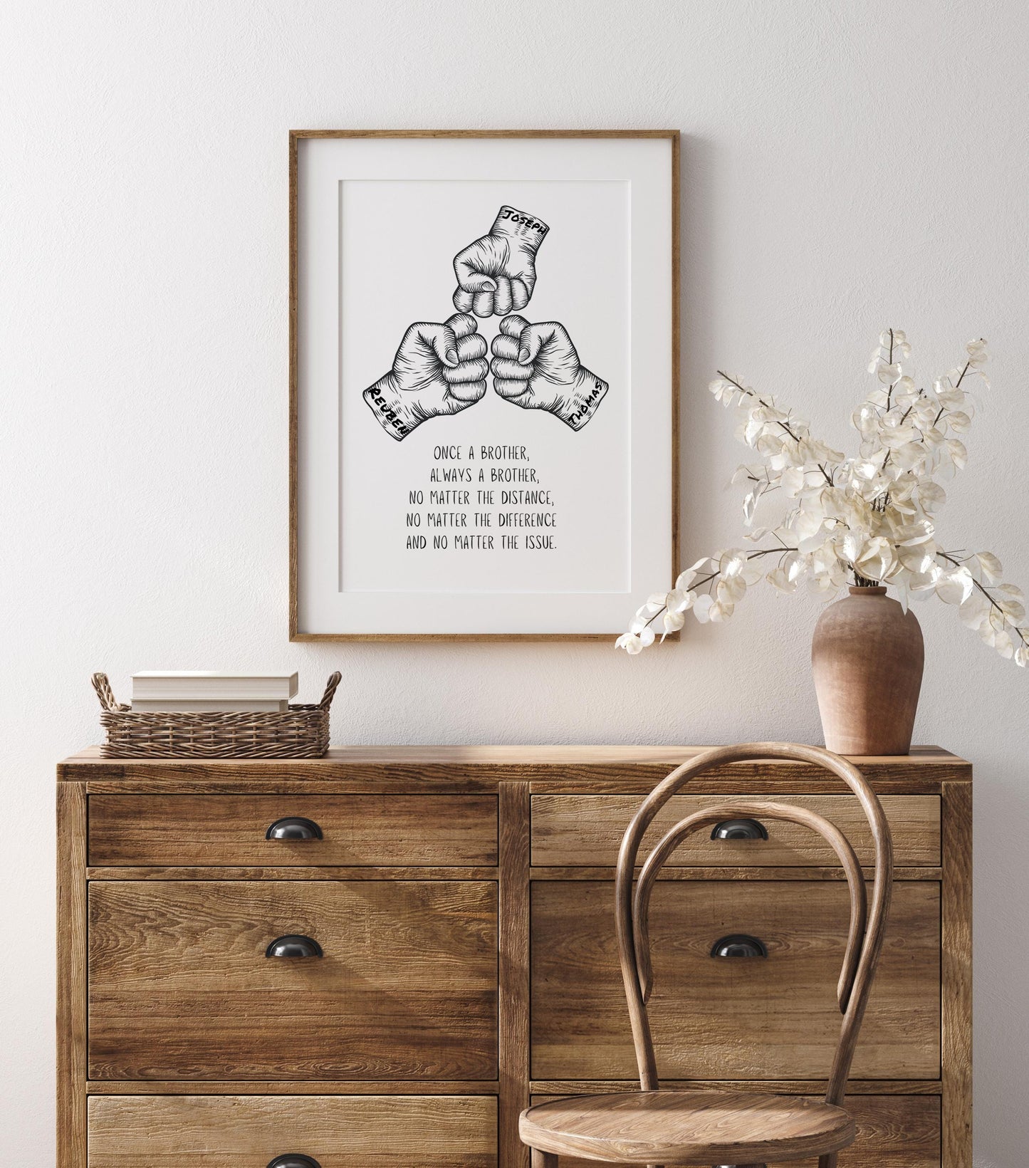 Brotherhood Fist Bump Print: Personalized Sibling Gift