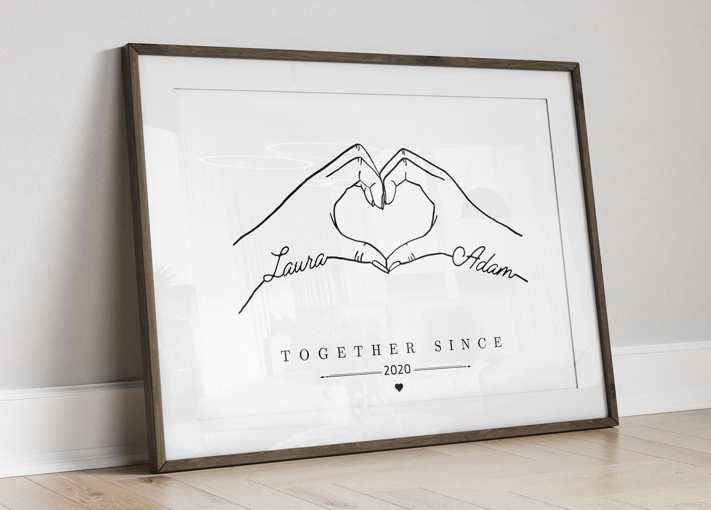 Personalised Heart Hands Couple Gift, Anniversary Present, Anniversary Gift Print, Engagement or Wedding Gift for Friend or Fiancé, Birthday