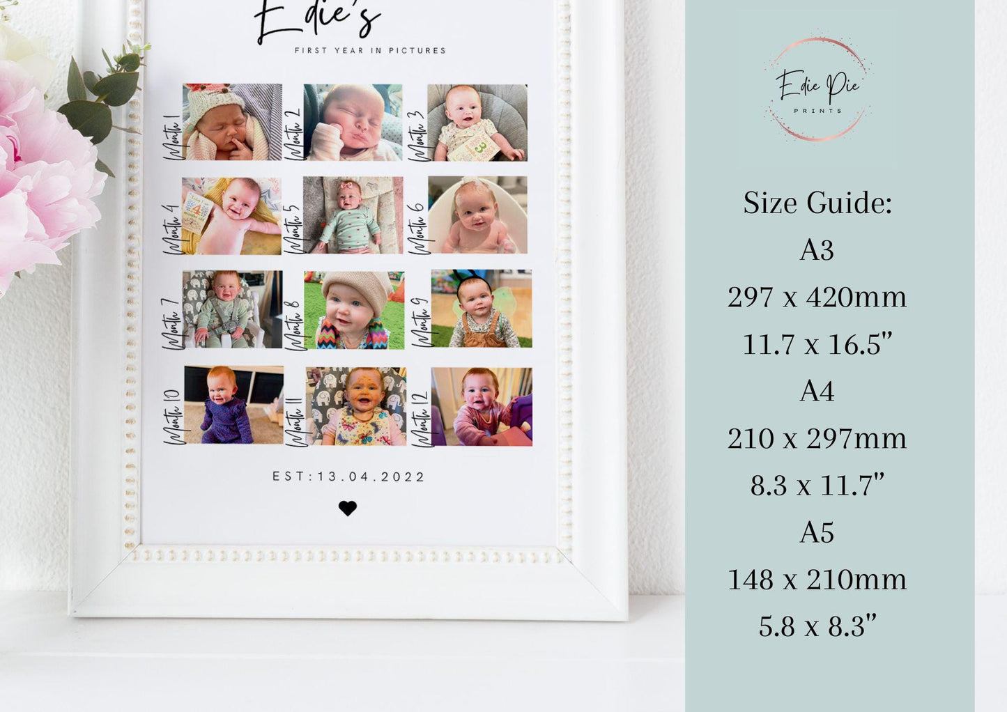 Personalized Baby's First Year Photo Print: Milestone Keepsake